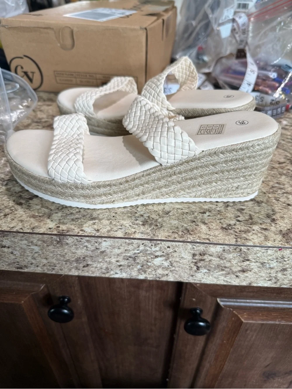 Woven Cream Platform Sandals for Women - Elevated Casual Style